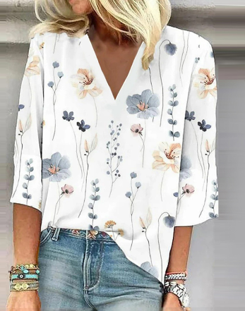 Saskia - Gezellig T-shirt met botanische bloemen