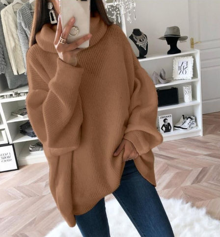 Jinte - Gezellige Lange Oversized Trui Met Grofgebreide Breisels