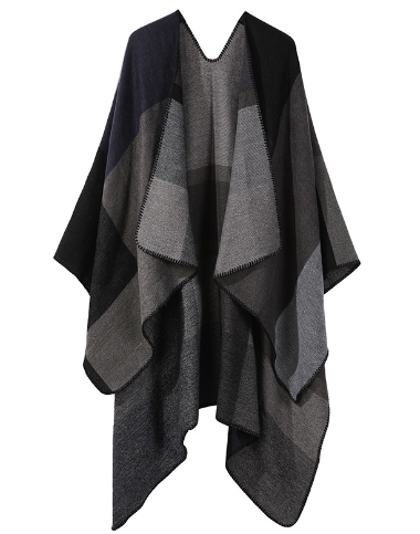 Fien - Stijlvolle Poncho Met Kleurblokken En Losse Pasvorm