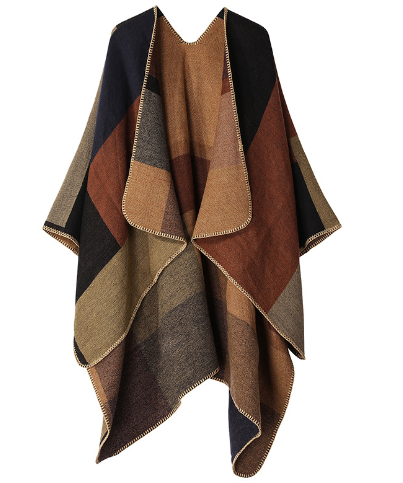 Fien - Stijlvolle Poncho Met Kleurblokken En Losse Pasvorm