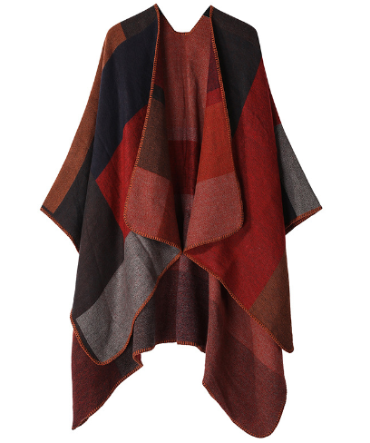 Fien - Stijlvolle Poncho Met Kleurblokken En Losse Pasvorm
