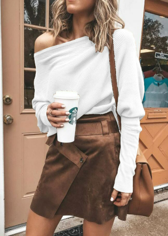 Alette - Eigentijdse Off-Shoulder Top Met Originele Geribbelde Bies