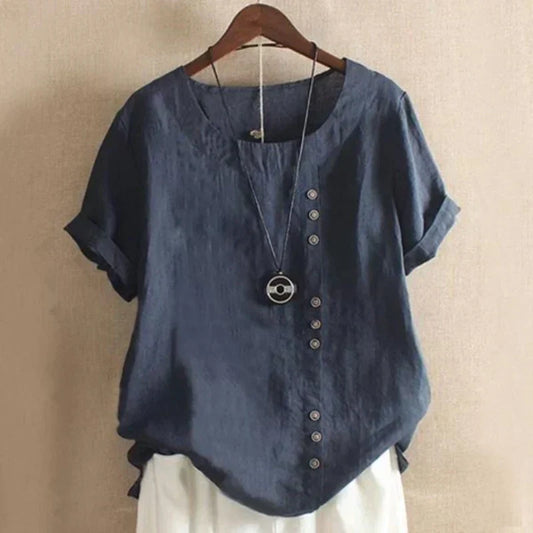 Noor - Zomerblouse Met Korte Mouwen En Knoopjes