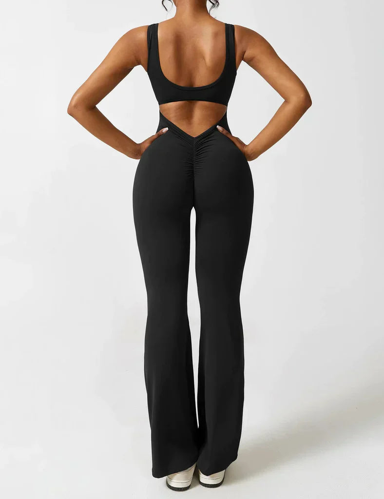 Noor - V-Rug Uitlopende Jumpsuit