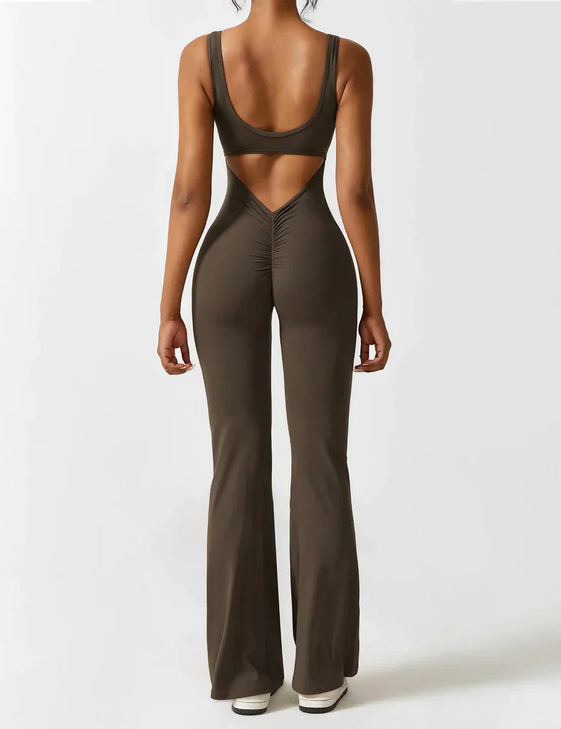 Noor - V-Rug Uitlopende Jumpsuit