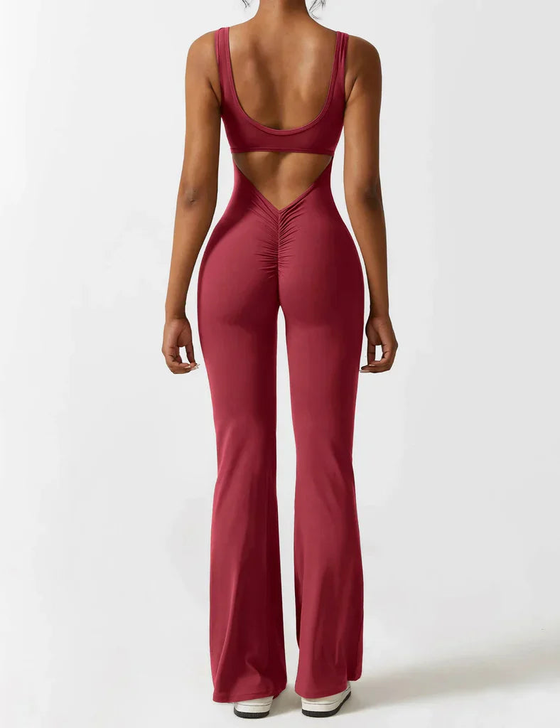 Noor - V-Rug Uitlopende Jumpsuit